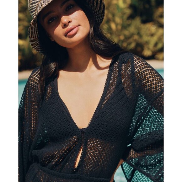 Anthropologie The Brea Black Crochet Swim Cover-Up - Picture 3 of 7